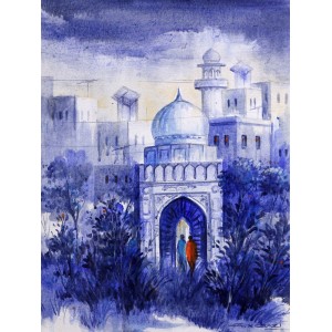 G. N. Qazi, 12 x 16 inch, Acrylic on Canvas, Cityscape Painting, AC-GNQ-039